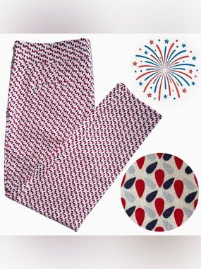 Carolina Belle Red White Blue Tear Drop Geometric Print Stretch Ankle Pant (14)